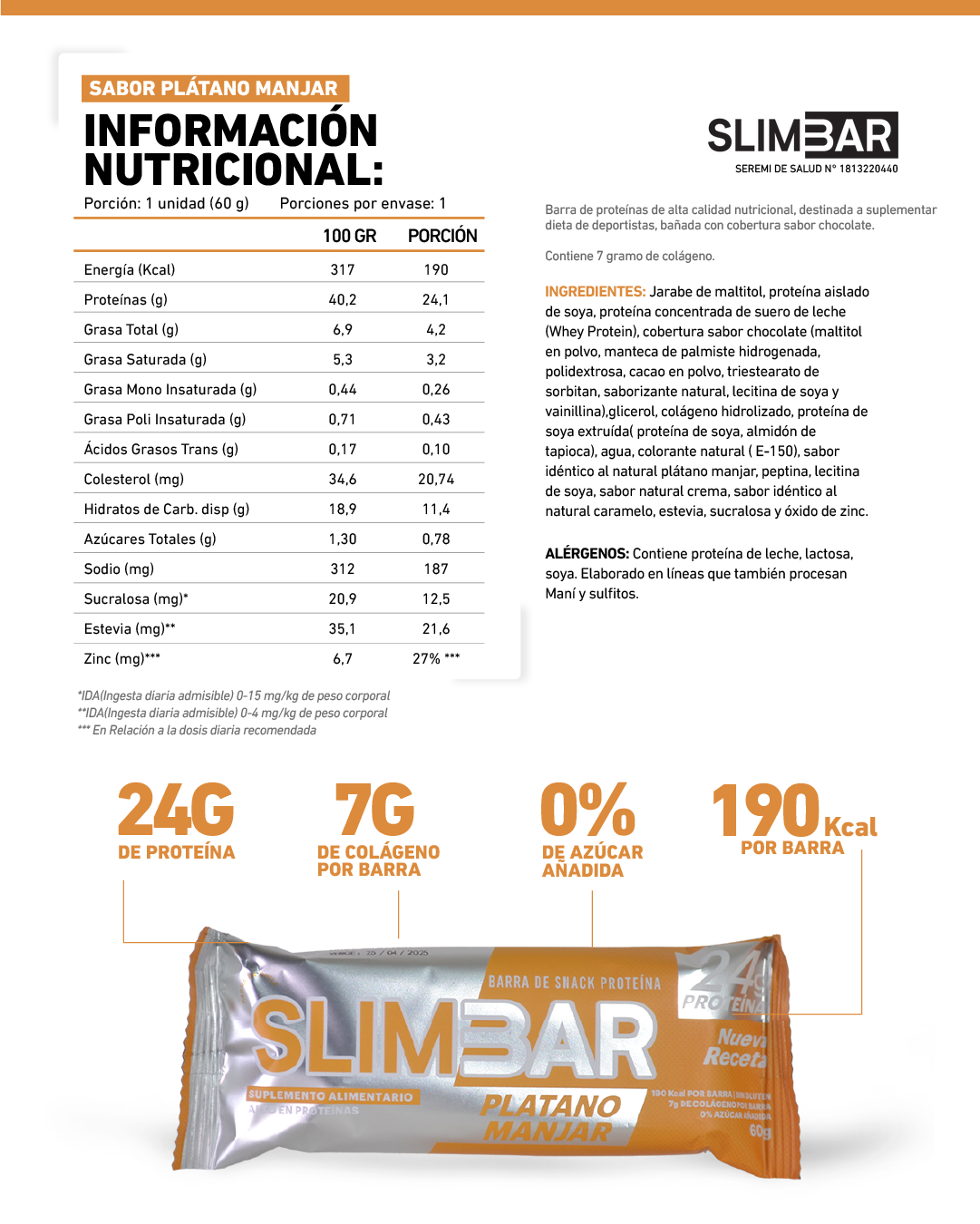 PACK BARRAS DE PROTEINAS SLIMBAR 60GR C/U - 6 SABORES