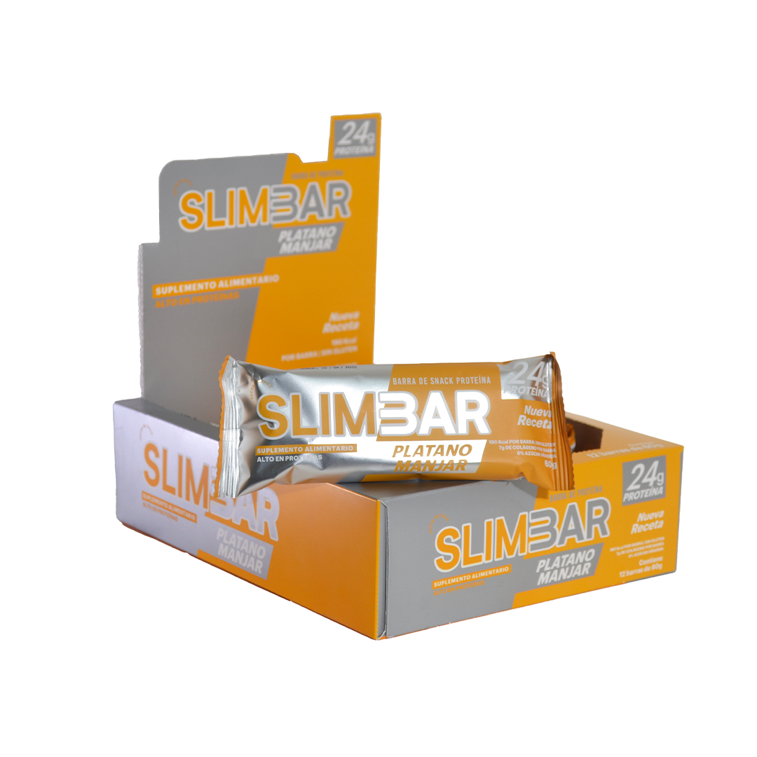 Barritas Slimbar Plátano Manjar 60gr - 12 unidades