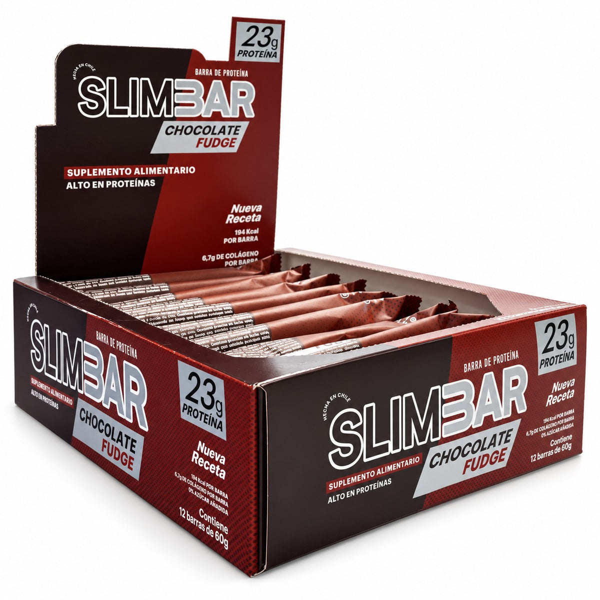 Barritas Slimbar Chocolate Fudge 60gr - 12 unidades
