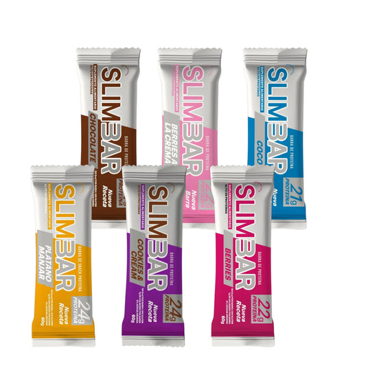 PACK BARRAS DE PROTEINAS SLIMBAR 60GR C/U - 6 SABORES